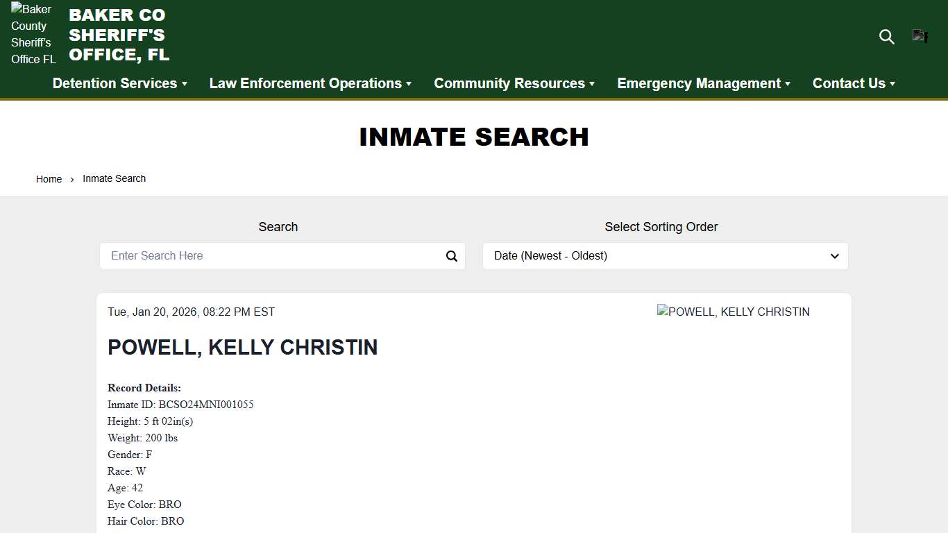 Inmate Search | Baker County Sheriff’s Office FL